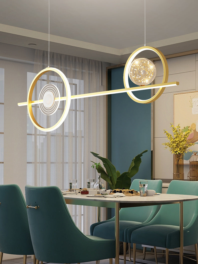 Geometric Island Pendant Lights Modern Chandelier Metal Island Lighting 4 Light in Gold