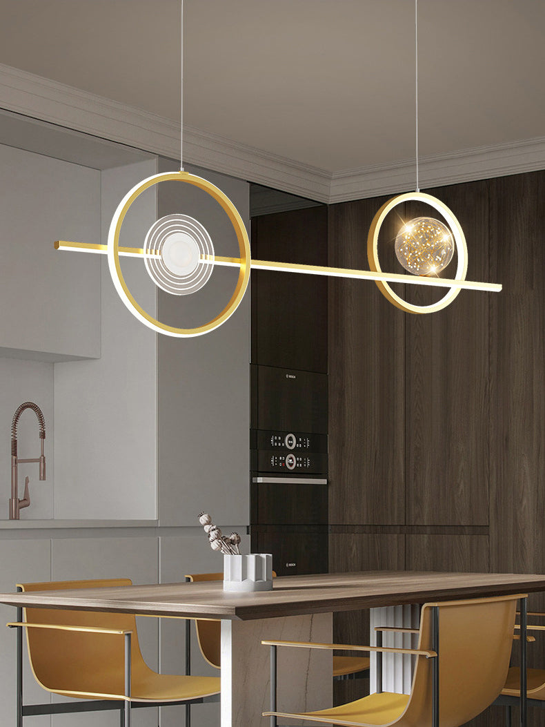 Geometric Island Pendant Lights Modern Chandelier Metal Island Lighting 4 Light in Gold