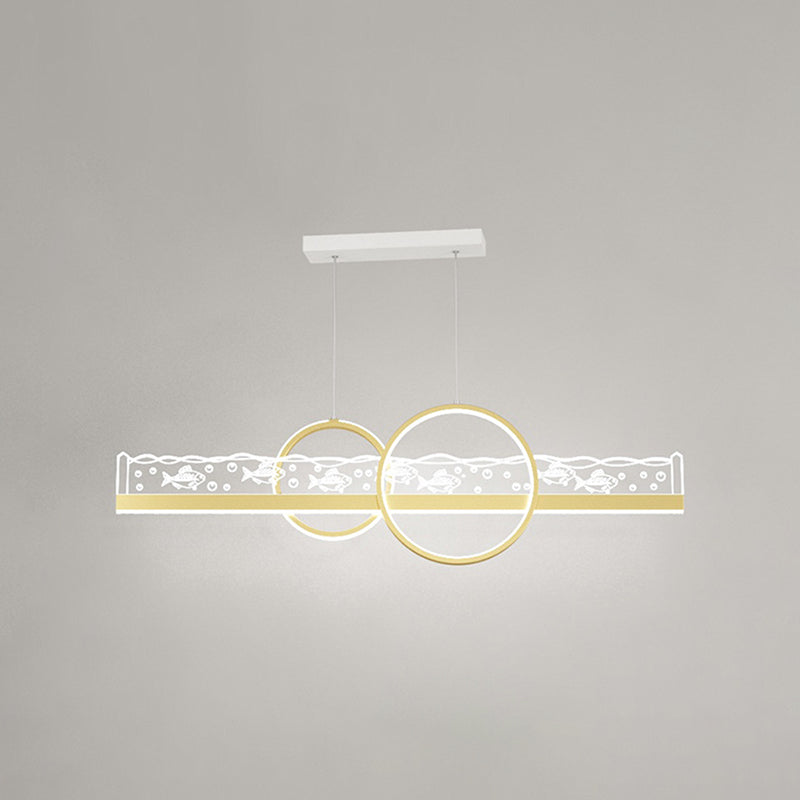 Moderno lampadario geometrico isola lampada in metallo 2 luci dell'isola luminosa in oro