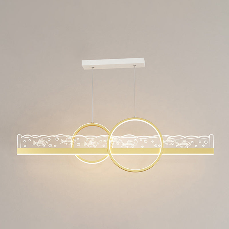 Moderno lampadario geometrico isola lampada in metallo 2 luci dell'isola luminosa in oro