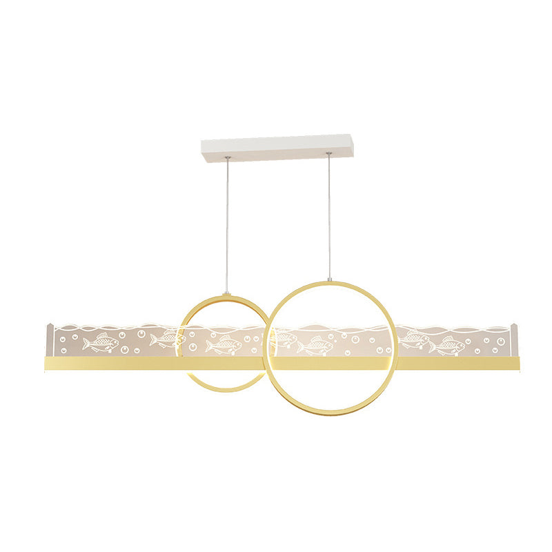 Modern Chandelier Geometric Island Light Fixture Metal 2 Light Island Lights in Gold