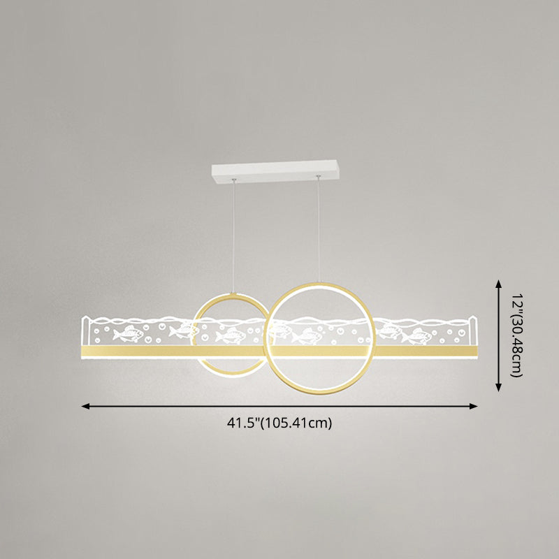 Moderno lampadario geometrico isola lampada in metallo 2 luci dell'isola luminosa in oro