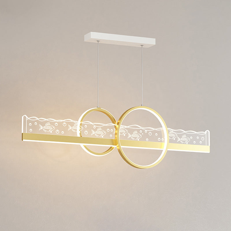 Moderno lampadario geometrico isola lampada in metallo 2 luci dell'isola luminosa in oro