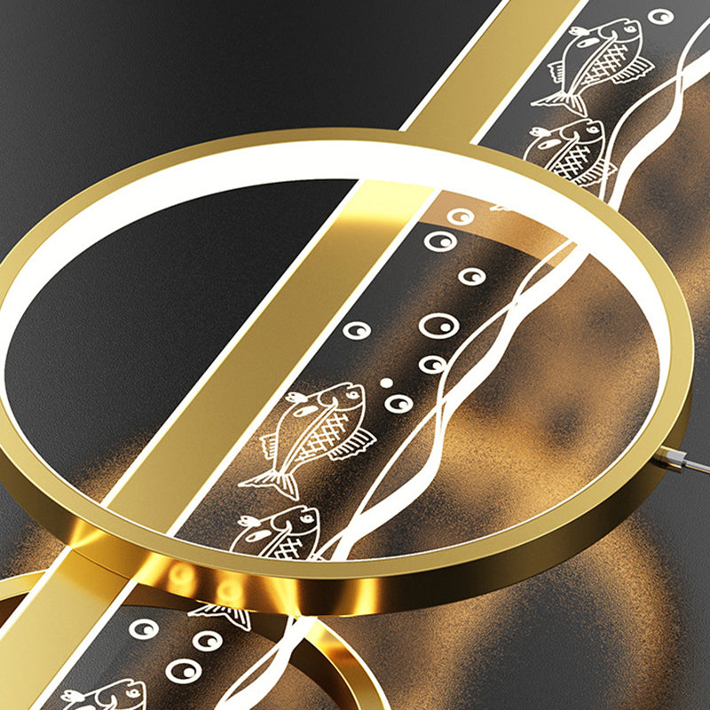 Moderno lampadario geometrico isola lampada in metallo 2 luci dell'isola luminosa in oro