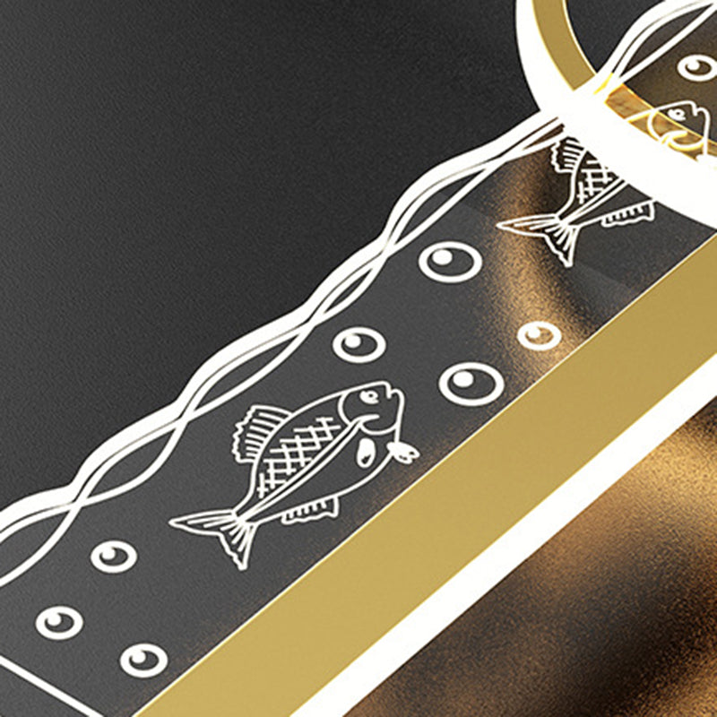 Moderno lampadario geometrico isola lampada in metallo 2 luci dell'isola luminosa in oro