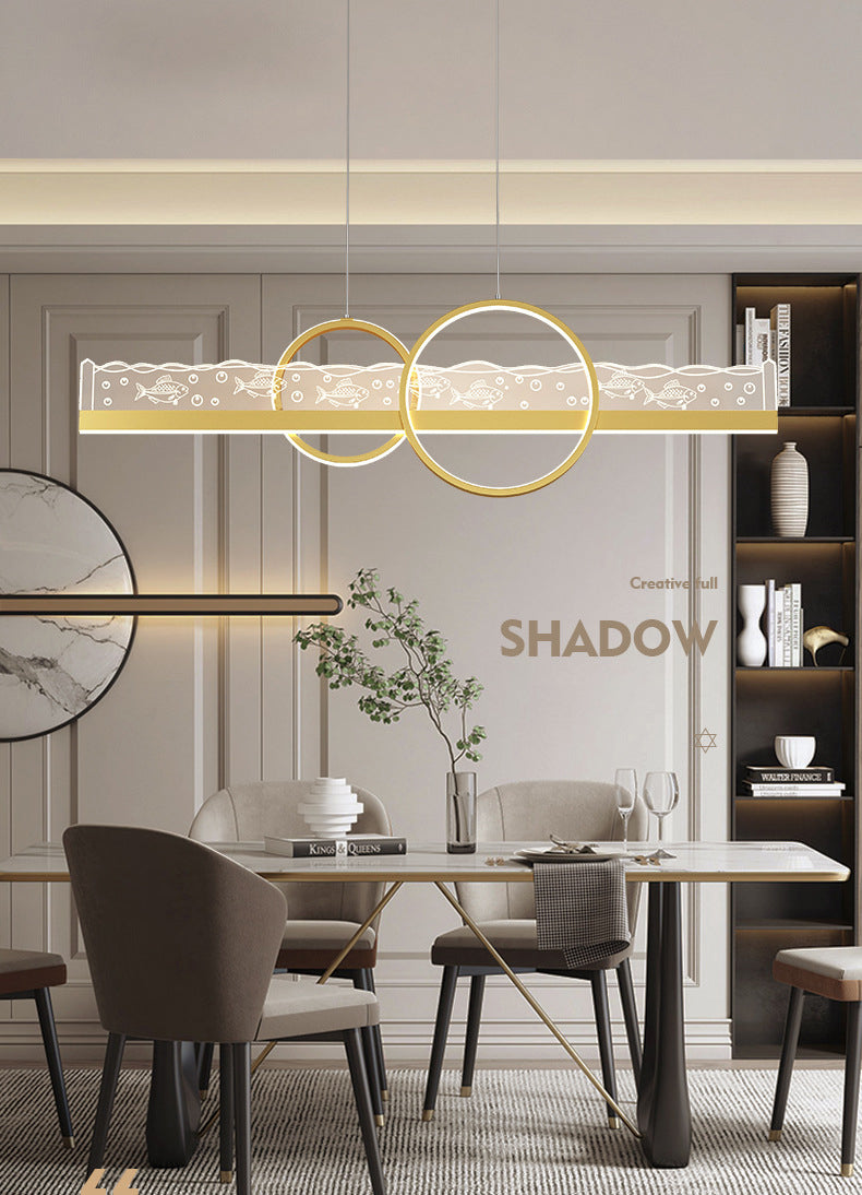 Moderno lampadario geometrico isola lampada in metallo 2 luci dell'isola luminosa in oro