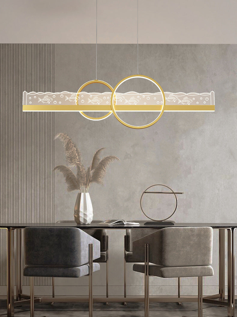 Moderno lampadario geometrico isola lampada in metallo 2 luci dell'isola luminosa in oro