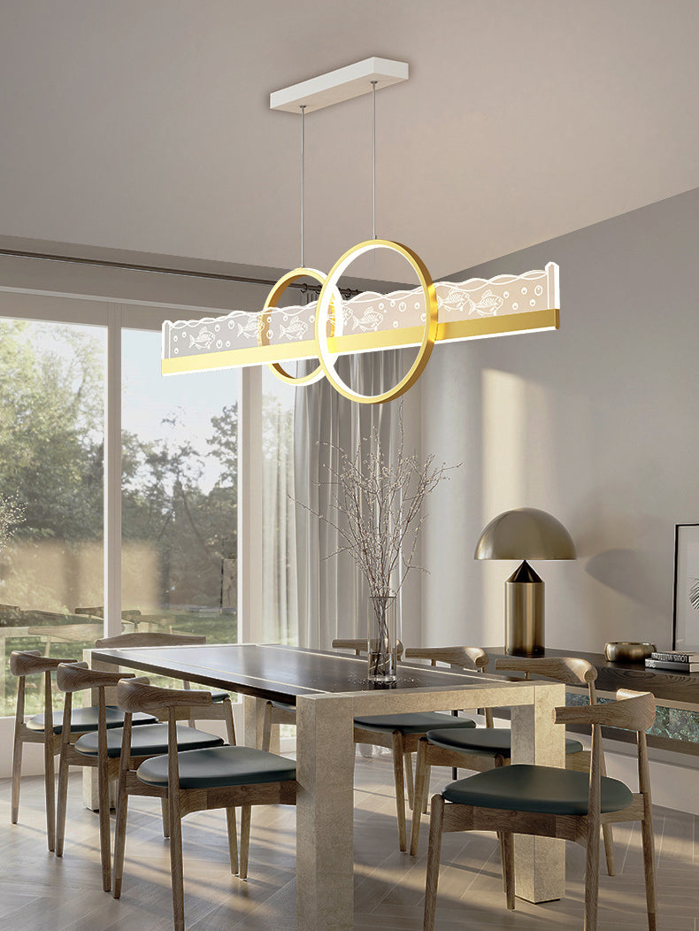 Modern Chandelier Geometric Island Light Fixture Metal 2 Light Island Lights in Gold