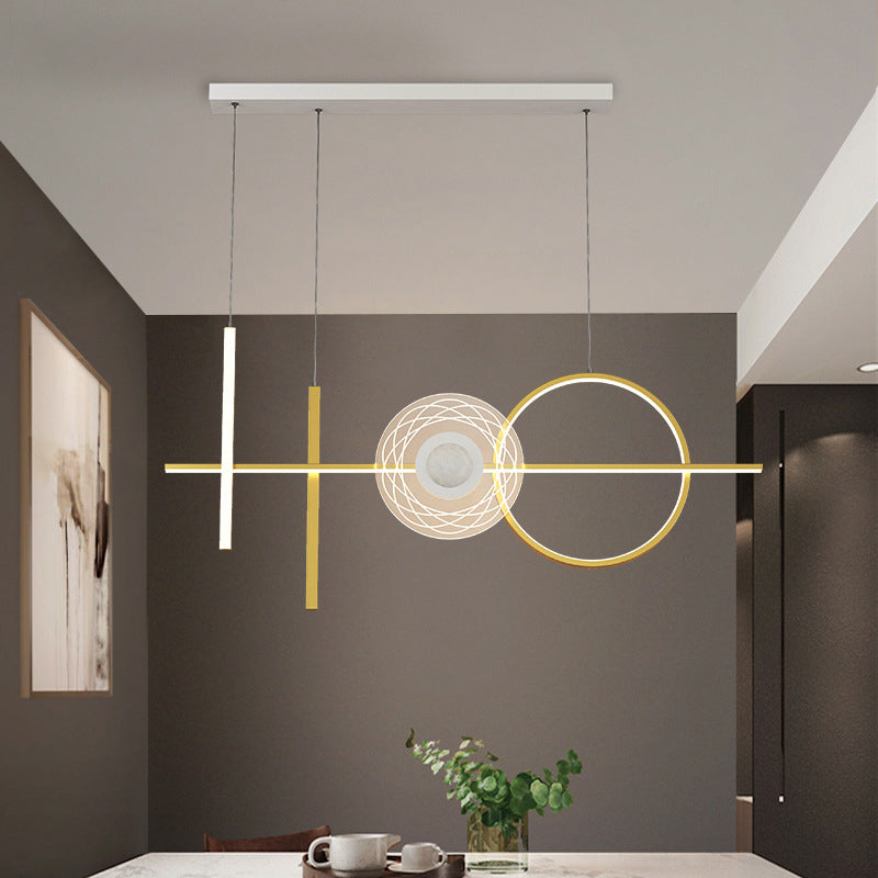 Geometric Island Lighting Fixtures Modern Chandelier Metal Island Lamps 4 Light in Gold