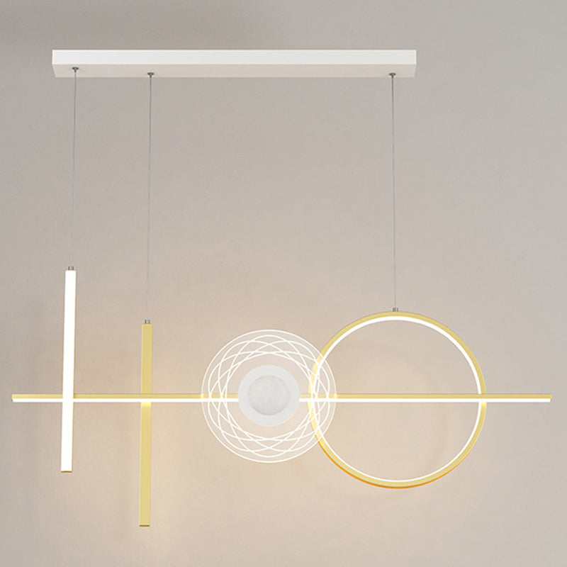 Geometric Island Lighting Fixtures Modern Chandelier Metal Island Lamps 4 Light in Gold