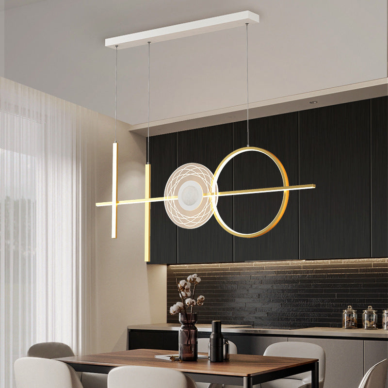 Geometric Island Lighting Fixtures Modern Chandelier Metal Island Lamps 4 Light in Gold