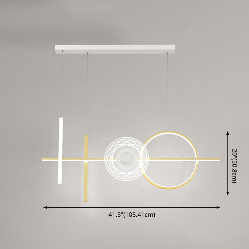 Geometric Island Lighting Fixtures Modern Chandelier Metal Island Lamps 4 Light in Gold