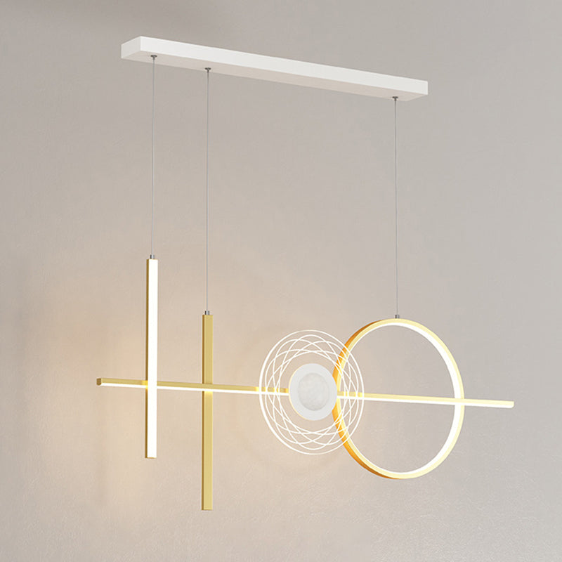 Geometric Island Lighting Fixtures Modern Chandelier Metal Island Lamps 4 Light in Gold