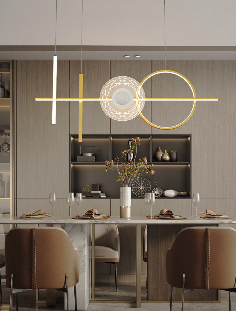 Geometric Island Lighting Fixtures Modern Chandelier Metal Island Lamps 4 Light in Gold