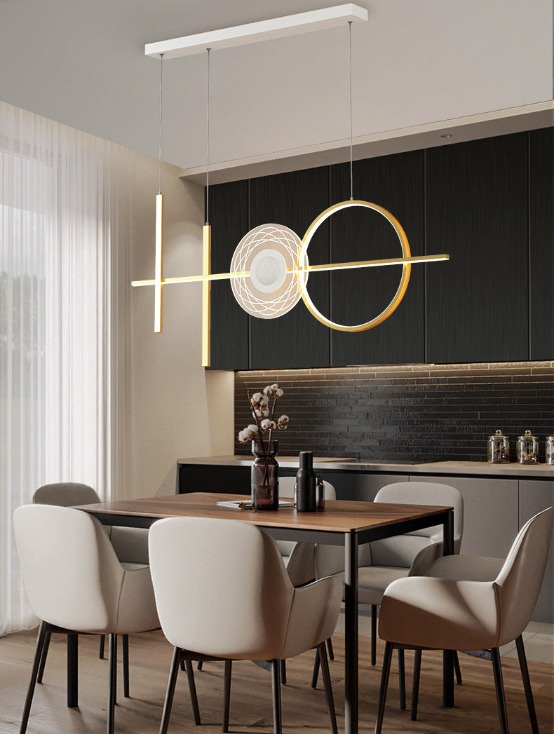 Geometric Island Lighting Fixtures Modern Chandelier Metal Island Lamps 4 Light in Gold