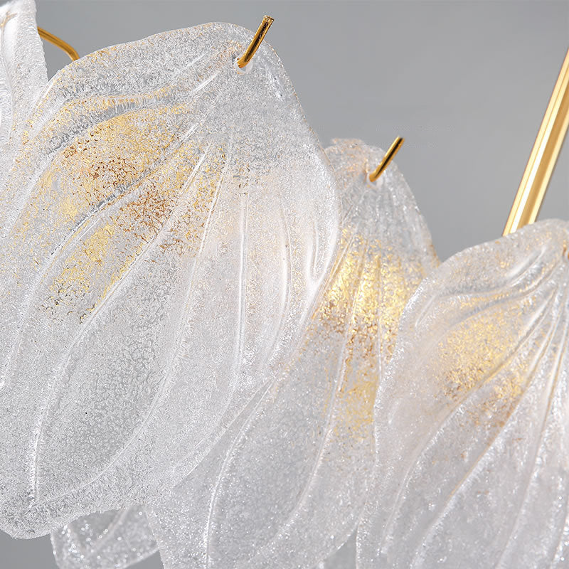 4 Light leaf Island Lights Modern Lighting Chandelier Glass and Metal Island Lamps in Gold