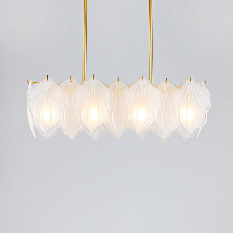 4 Light leaf Island Lights Modern Lighting Chandelier Glass and Metal Island Lamps in Gold