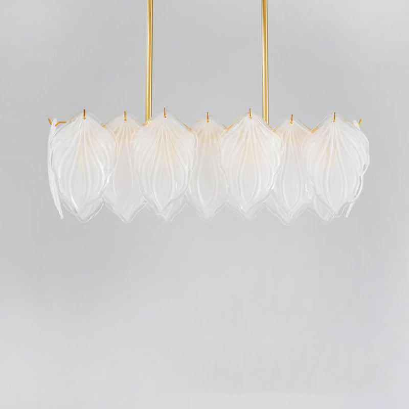 4 Light leaf Island Lights Modern Lighting Chandelier Glass and Metal Island Lamps in Gold