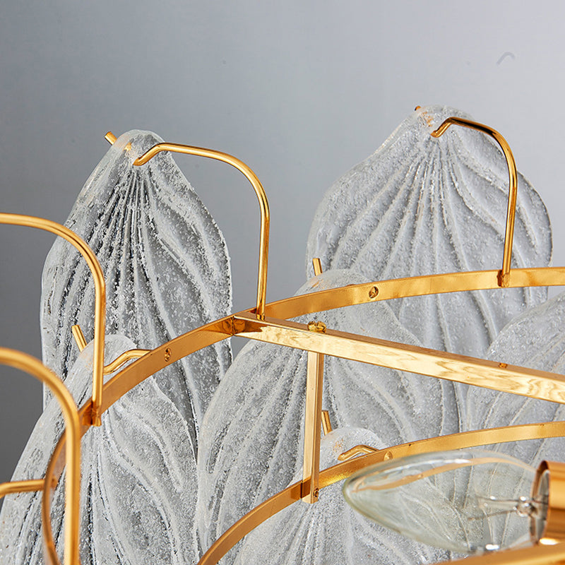 4 Light leaf Island Lights Modern Lighting Chandelier Glass and Metal Island Lamps in Gold