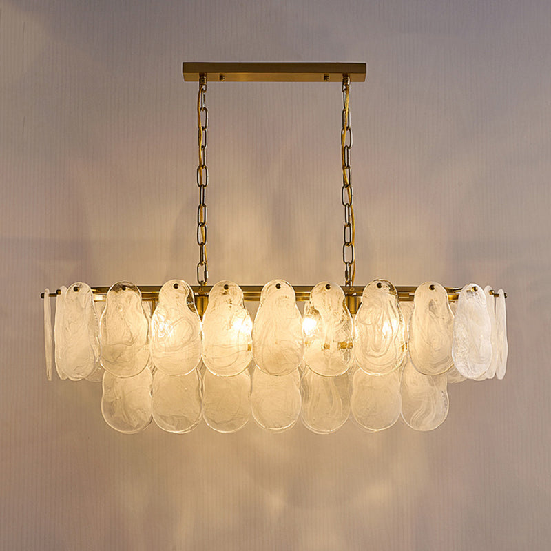 8 Light Gem Island Lighting Lighting Modern Lamandelier Glass e Metal Island Lampade in oro