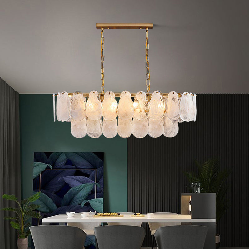 8 Light Gem Island Lighting Lighting Modern Lamandelier Glass e Metal Island Lampade in oro