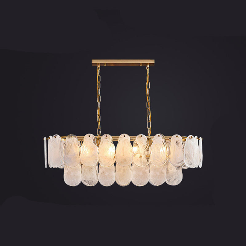 8 Light Gem Island Lighting Lighting Modern Lamandelier Glass e Metal Island Lampade in oro