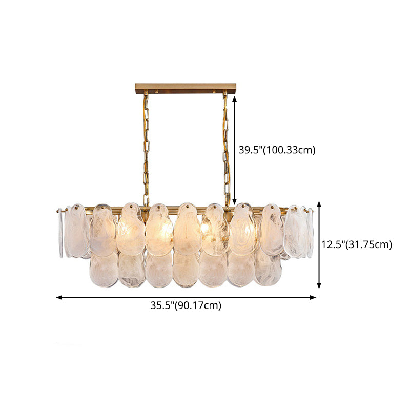8 Light Gem Island Lighting Lighting Modern Lamandelier Glass e Metal Island Lampade in oro