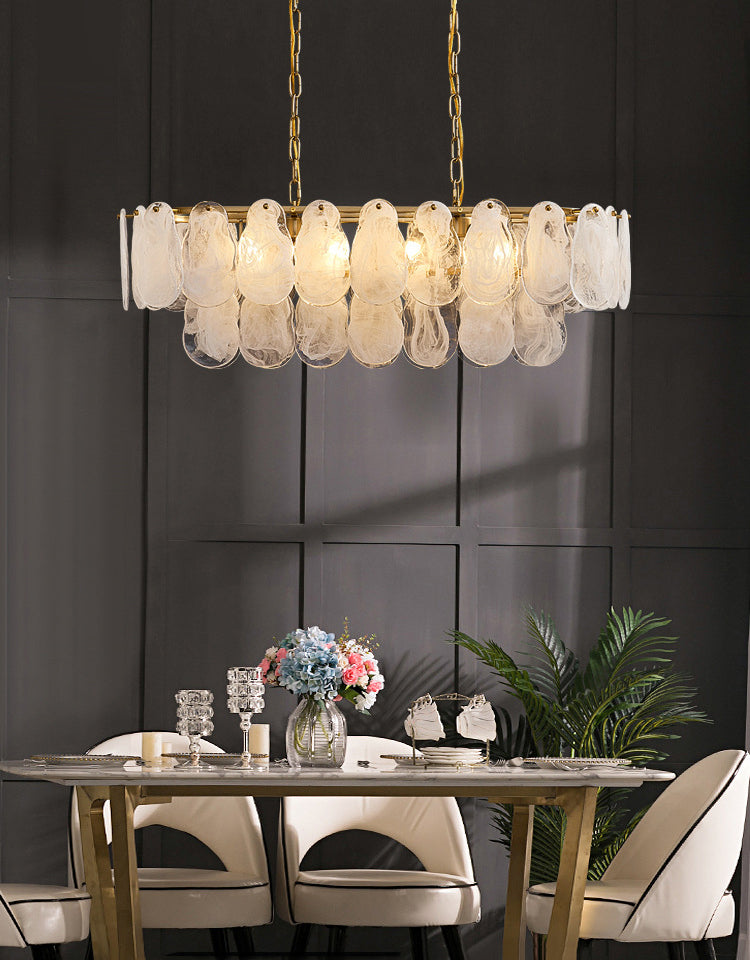 8 Light Gem Island Lighting Lighting Modern Lamandelier Glass e Metal Island Lampade in oro