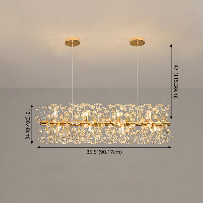 12 Lights Island Light Segnastre lampadario moderno Crystal e Metal Island Lights in oro