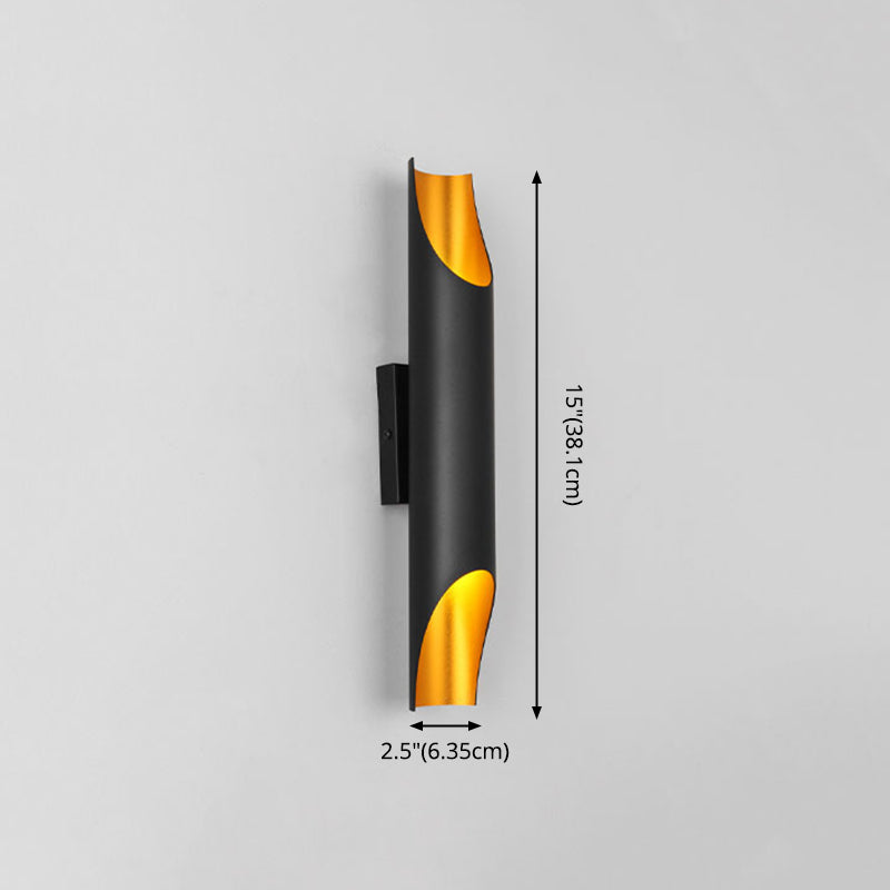Luz de pared cilindroide negra y dorada en lámpara de pared de aluminio lacado en estilo creativo moderno