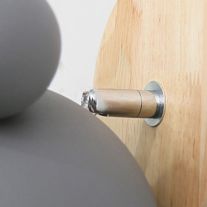 Modern Nordic Single Wall Light Wooden Globe Macaron Wall Lamp with Wrought Iron Shade