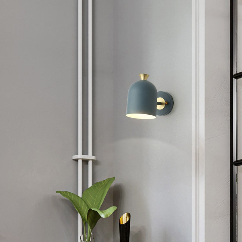 Modern Concise Macaron Wall Lamp Wrought Iron Dome Wall Light for Interior Spaces