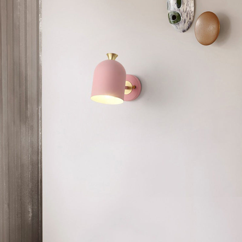 Modern Concise Macaron Wall Lamp Wrought Iron Dome Wall Light for Interior Spaces