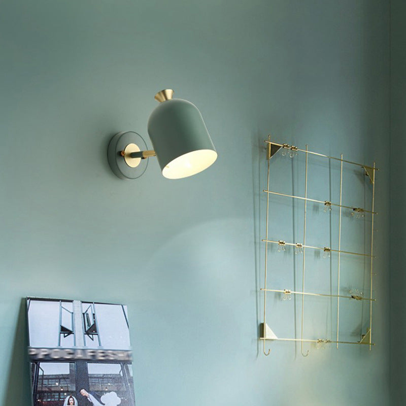 Modern Concise Macaron Wall Lamp Wrought Iron Dome Wall Light for Interior Spaces