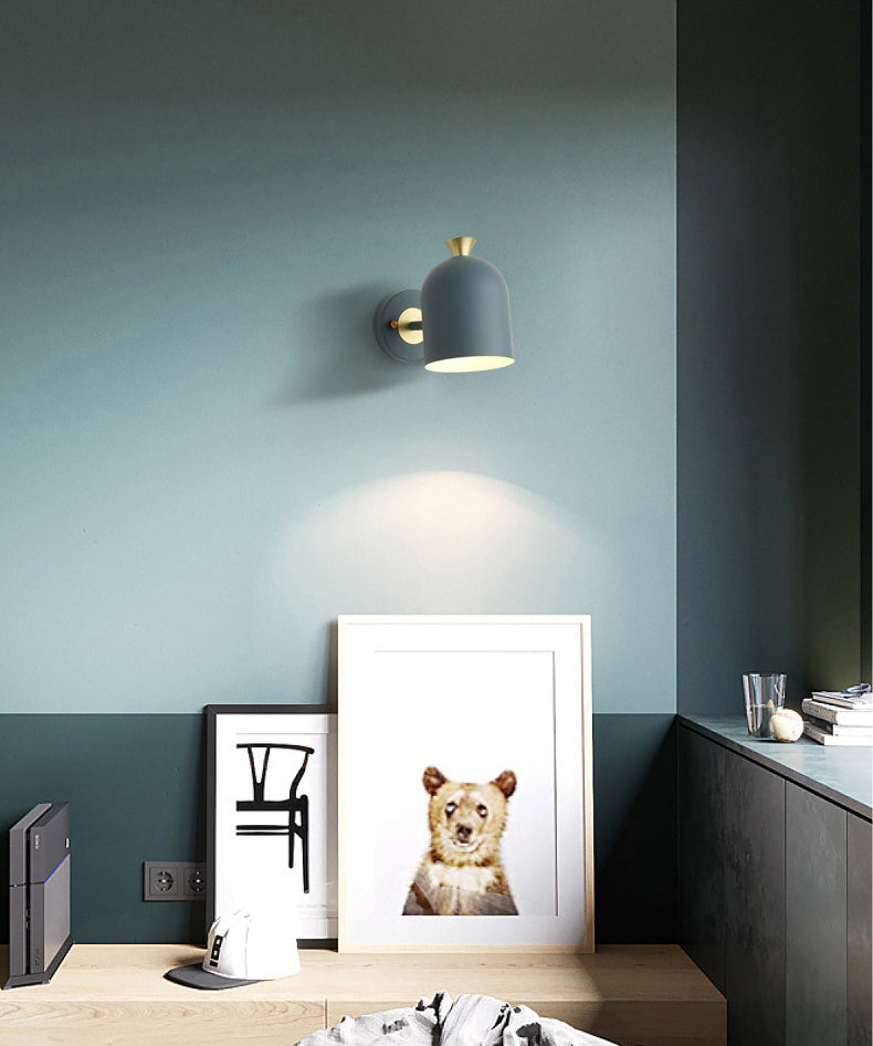 Modern Concise Macaron Wall Lamp Wrought Iron Dome Wall Light for Interior Spaces