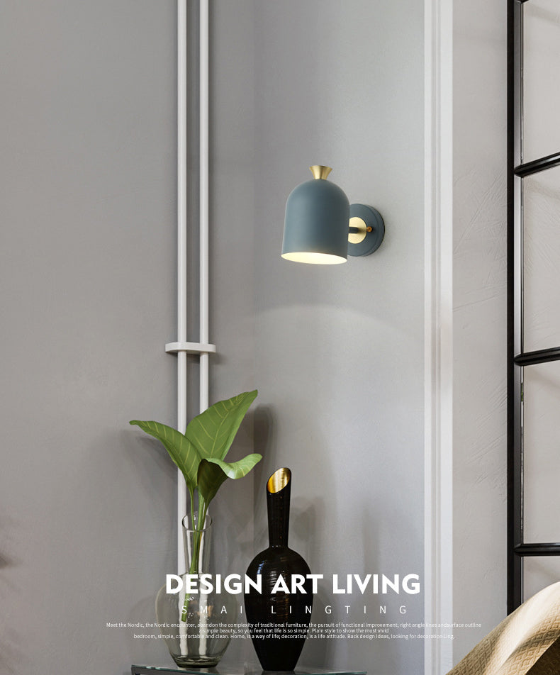 Modern Concise Macaron Wall Lamp Wrought Iron Dome Wall Light for Interior Spaces