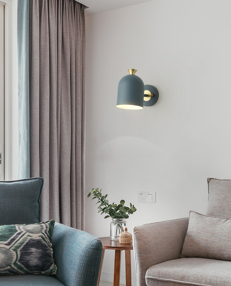 Modern Concise Macaron Wall Lamp Wrought Iron Dome Wall Light for Interior Spaces