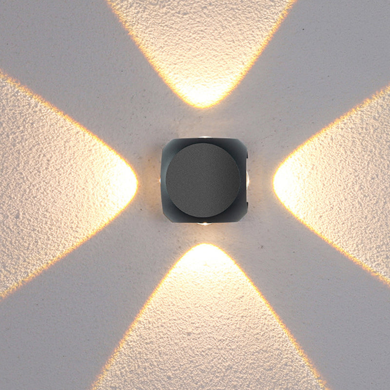 Lámpara de pared LED geométrica negra en moderna simplicidad de aluminio luz de pared impermeable con sombra de vidrio