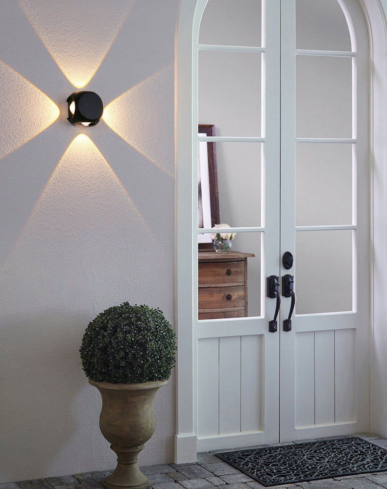 Lámpara de pared LED geométrica negra en moderna simplicidad de aluminio luz de pared impermeable con sombra de vidrio