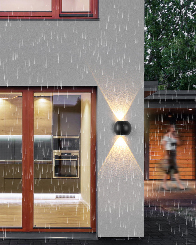 Lámpara de pared LED geométrica negra en moderna simplicidad de aluminio luz de pared impermeable con sombra de vidrio