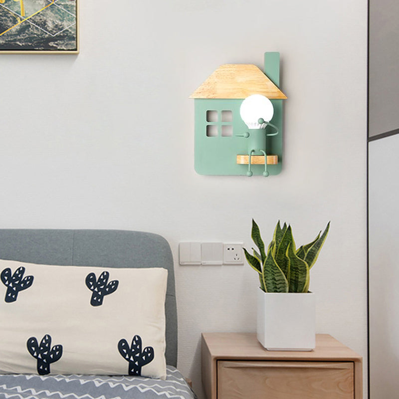 Noordse moderne muur gemonteerd licht houten huis 1-licht wandlampen voor slaapkamer