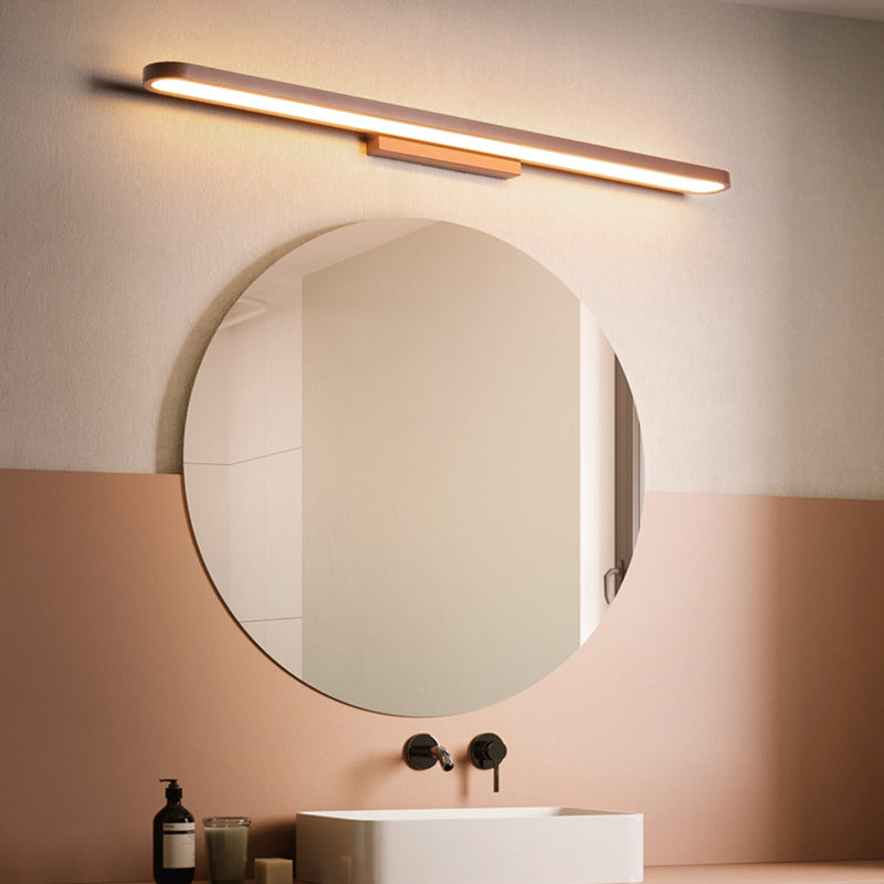 Éclairage de mur de miroir de style simple de style miroir simple à 1 lumière linéaire en marron