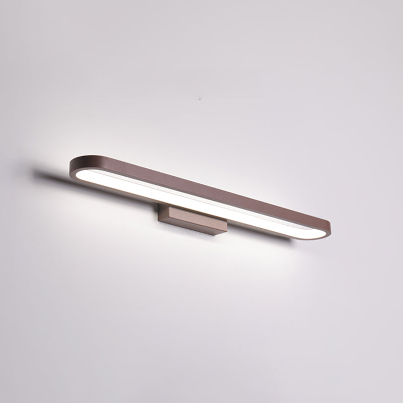 1-Light Linear Shade Wall Sconce Modern Simple Style Mirror Wall Lighting in Brown