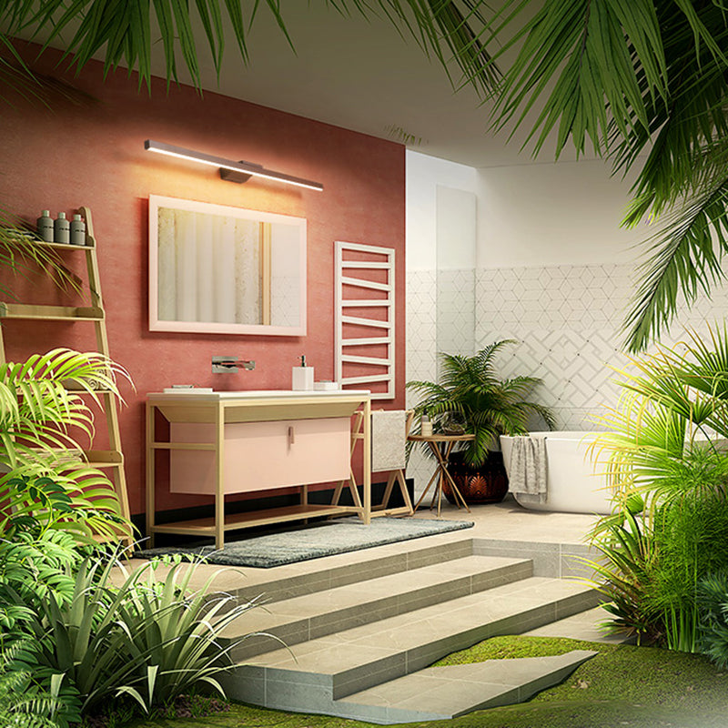 Éclairage de mur de miroir de style simple de style miroir simple à 1 lumière linéaire en marron