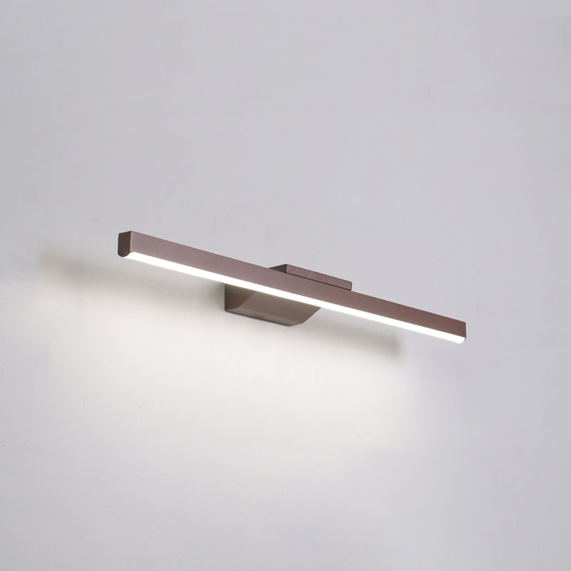 1-Light Linear Shade Wall Sconce Modern Simple Style Mirror Wall Lighting in Brown