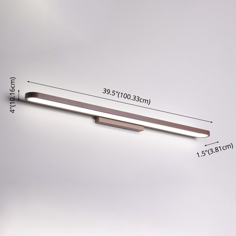 Éclairage de mur de miroir de style simple de style miroir simple à 1 lumière linéaire en marron