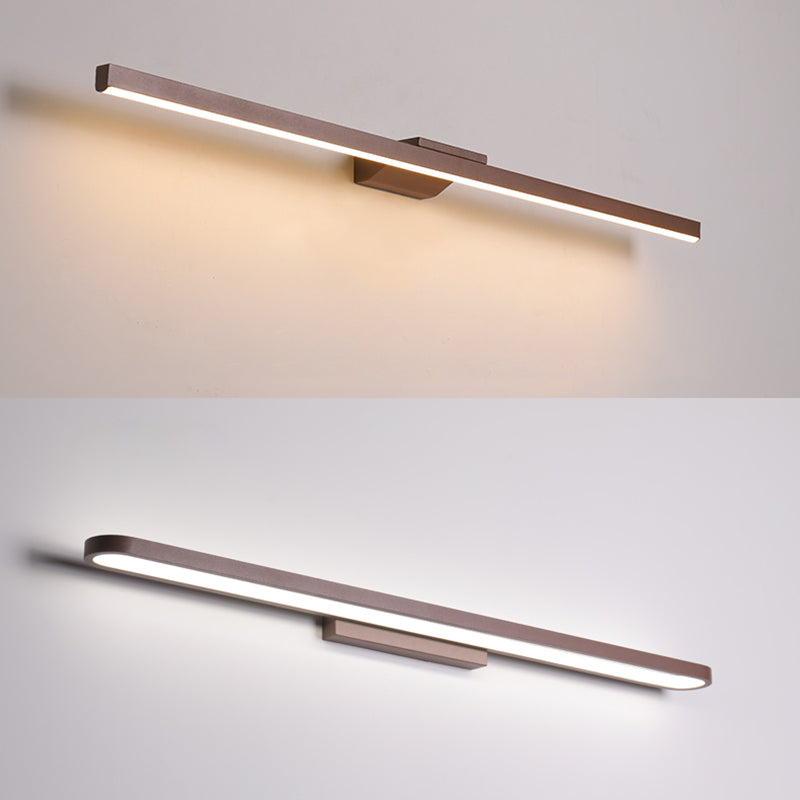 Éclairage de mur de miroir de style simple de style miroir simple à 1 lumière linéaire en marron