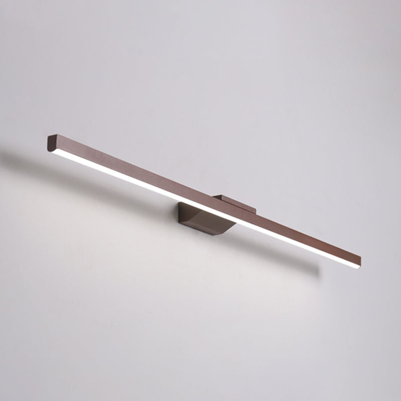 1-Light Linear Shade Wall Sconce Modern Simple Style Mirror Wall Lighting in Brown