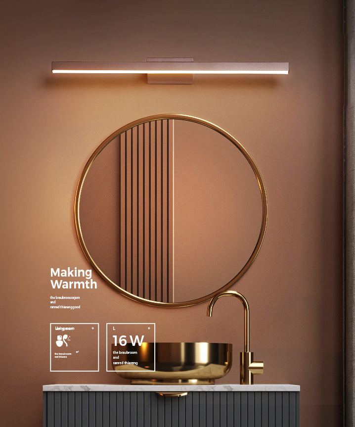 1-Light Linear Shade Wall Sconce Modern Simple Style Mirror Wall Lighting in Brown