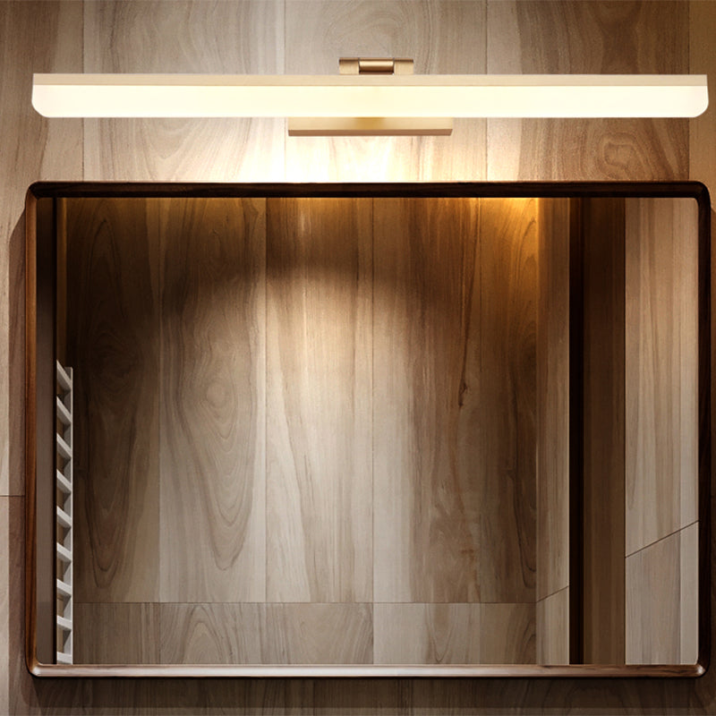 Metal Linear Shade Mirror Wall Lights Modern 1 Head Wall Mount Fixture in Brown